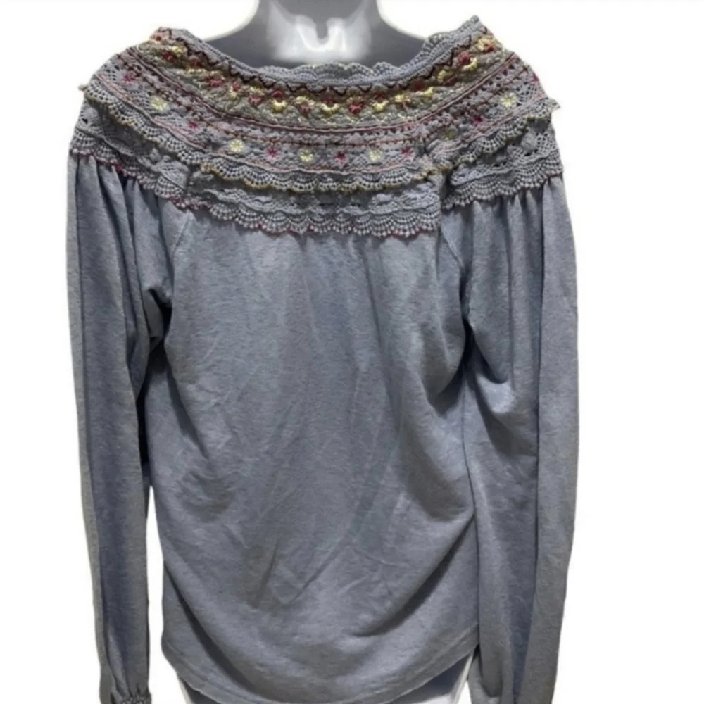 Free People Boho Embroidered Top Size S